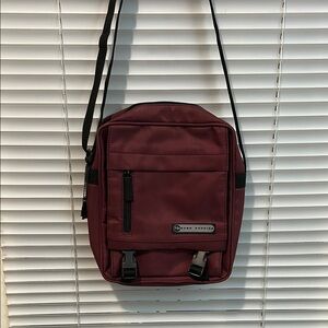new HUSH PUPPIES Men's Burgundy Crossbody Bag